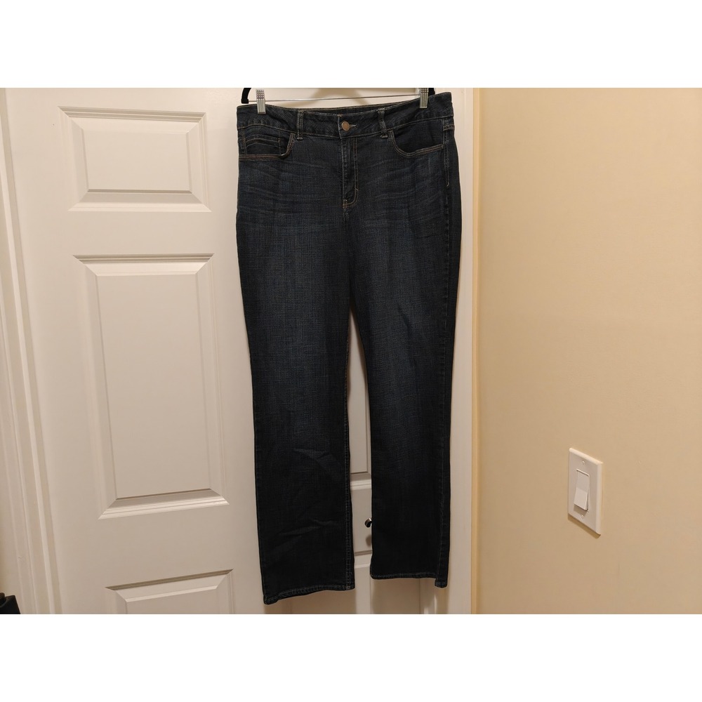 Riders by Lee Womens 16L‎ Mid Rise Straight Leg Jeans Dark Wash Blue Stretch
